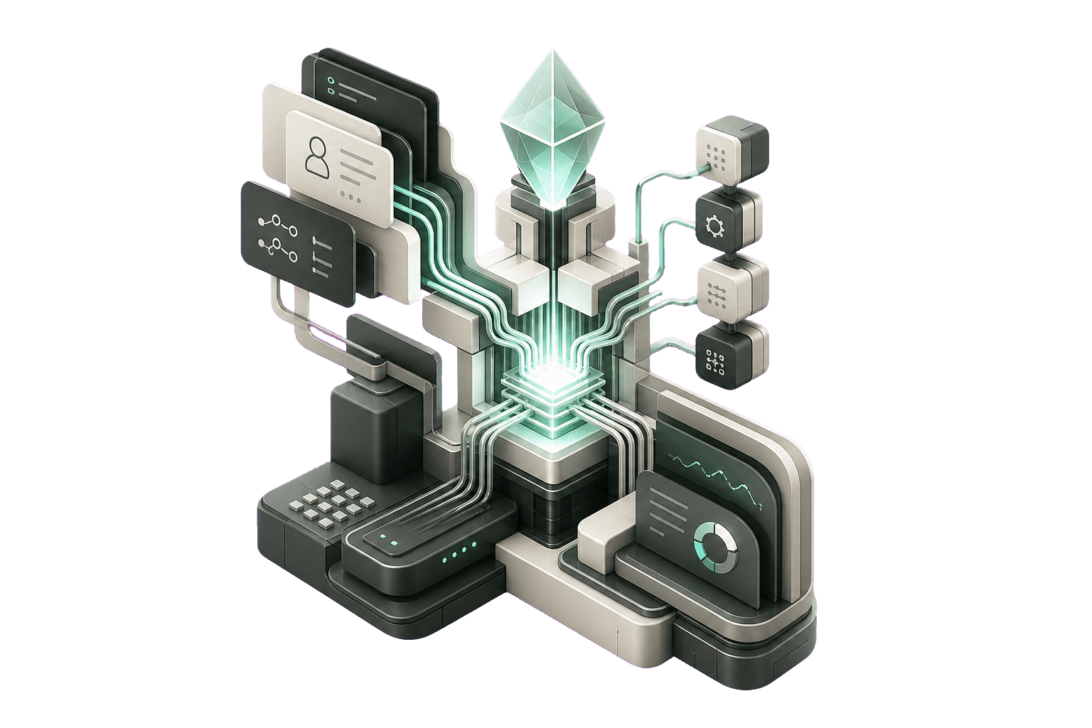 A connected digital system bringing applications, automation, data, and AI into one architecture